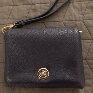 Blue Faux-Leather Clutch